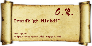 Országh Mirkó névjegykártya